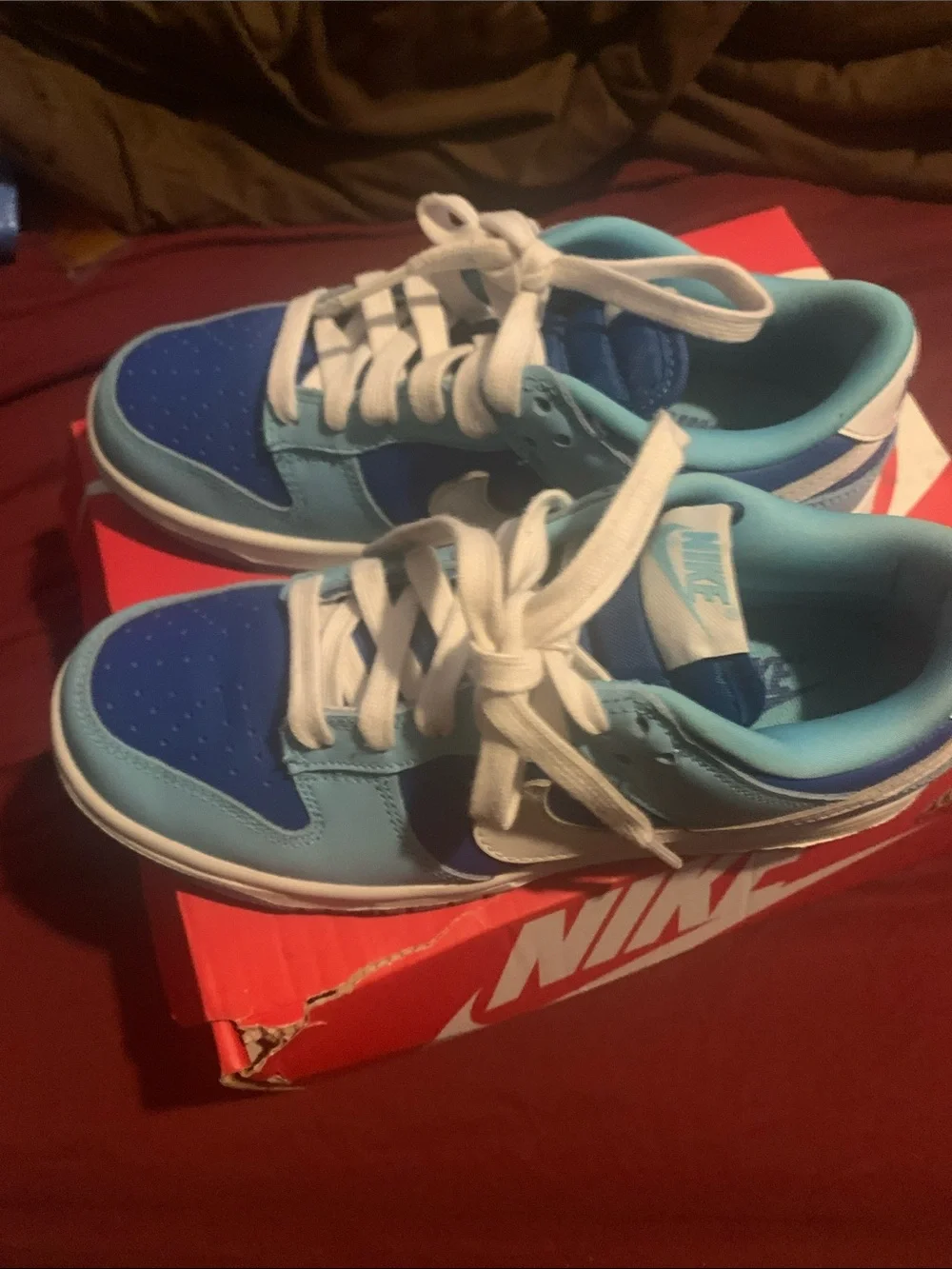 Nike Kids Low-Top Sneakers in Light Blue & Royal Blue
